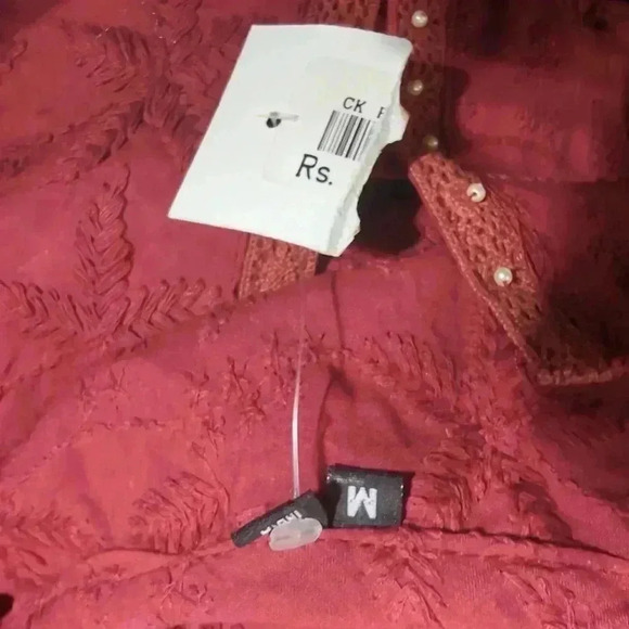 Maroon Chikankari Hand embroidered kurtis Full Jaal sz M made in India 34in long - Picture 4 of 5